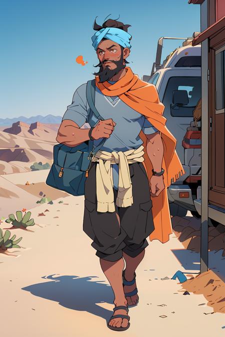 00508-3410611074-(masterpiece, best quality), 1boy, beard, desert, turban, walking, bag, shawl, sun, sweat,.png